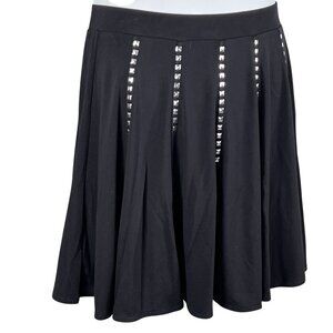 Carmen Marc Valvo NWT Womens M Black Studded Pleated Skater Skirt Goth Emo Punk